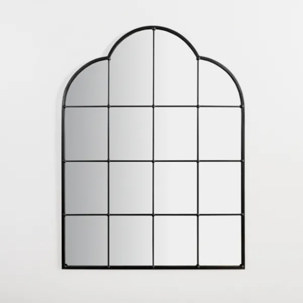 Decorative Mirrors-Kirkland's Home Black Metal Windowpane Arched Wall Mirror