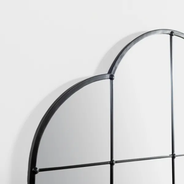 Decorative Mirrors-Kirkland's Home Black Metal Windowpane Arched Wall Mirror