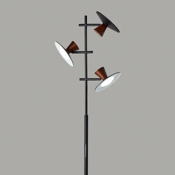 Floor Lamps-Kirkland's Home Black Metal Wood Accent Contemporary Floor Lamp