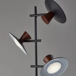 Floor Lamps-Kirkland's Home Black Metal Wood Accent Contemporary Floor Lamp