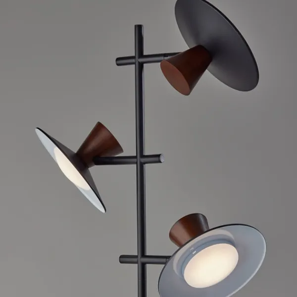Floor Lamps-Kirkland's Home Black Metal Wood Accent Contemporary Floor Lamp