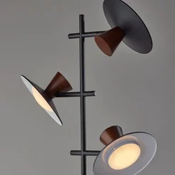 Floor Lamps-Kirkland's Home Black Metal Wood Accent Contemporary Floor Lamp