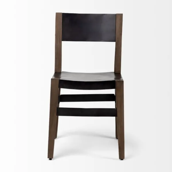 Dining Chairs-Kirkland's Home Black Modern Mango Wood Blocky Dining Chair Black/Brown