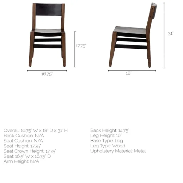 Dining Chairs-Kirkland's Home Black Modern Mango Wood Blocky Dining Chair Black/Brown