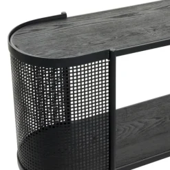 Console Tables-Kirkland's Home Black Modern Oval Perforated Console Table