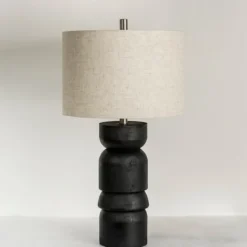 Table Lamps-Kirkland's Home Black Modern Ridge Table Lamp Tan