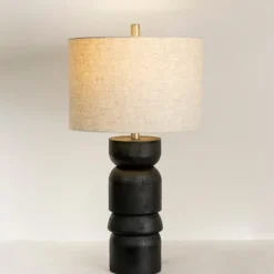 Table Lamps-Kirkland's Home Black Modern Ridge Table Lamp Tan
