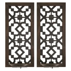 Sconces-Kirkland's Home Black Ornate Laser Cut Sconces, Set Of 2