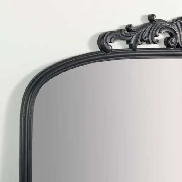 Full Length & Floor Mirrors-Kirkland's Home Black Ornate Scroll Bordeux Leaner Mirror
