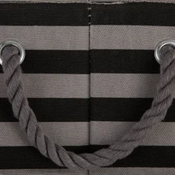 Baskets & Boxes-Kirkland's Home Black Paw Patch Stripe Rectangle Pet Basket Black/Gray