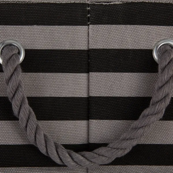Baskets & Boxes-Kirkland's Home Black Paw Patch Stripe Rectangle Pet Basket Black/Gray
