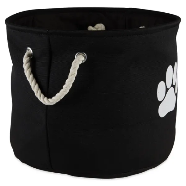 Baskets & Boxes-Kirkland's Home Black Paw Print Round Pet Basket Black/White