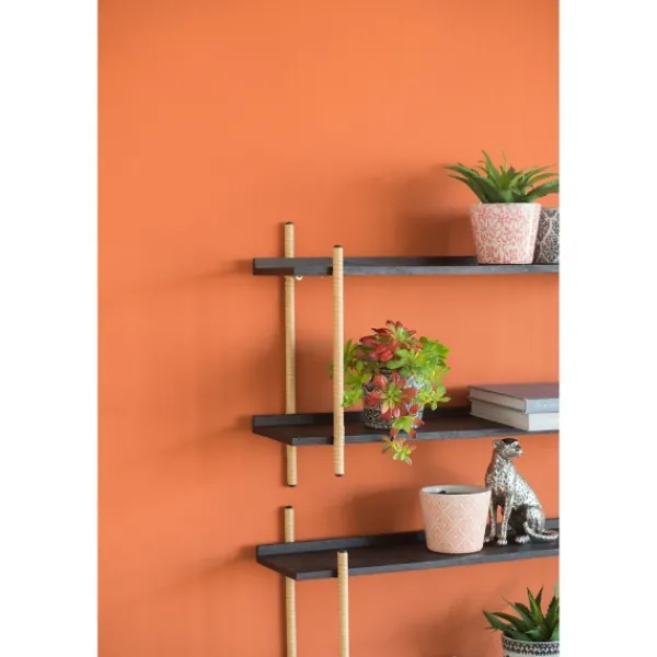 Shelves-Kirkland's Home Black Rattan Wrapped Double Tiered Wall Shelf