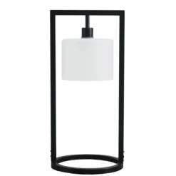 Table Lamps-Kirkland's Home Black Rectangle Hanging Shade Table Lamp White