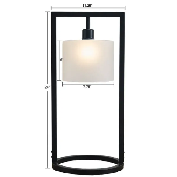 Table Lamps-Kirkland's Home Black Rectangle Hanging Shade Table Lamp White