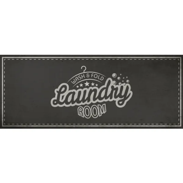 Kitchen & Floor Mats-Kirkland's Home Black Retro Wash And Fold Floor Mat, 24X60 Black/White