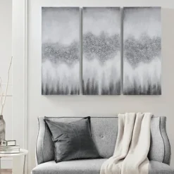 Canvas Art-Kirkland's Home Black Rock Stone Canvas Art Prints, Set Of 3 Gray