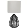 Table Lamps-Kirkland's Home Black Rope Woven Table Lamp White