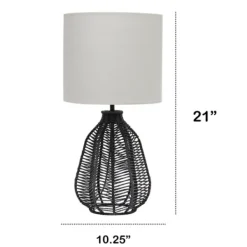 Table Lamps-Kirkland's Home Black Rope Woven Table Lamp White