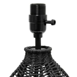 Table Lamps-Kirkland's Home Black Rope Woven Table Lamp White