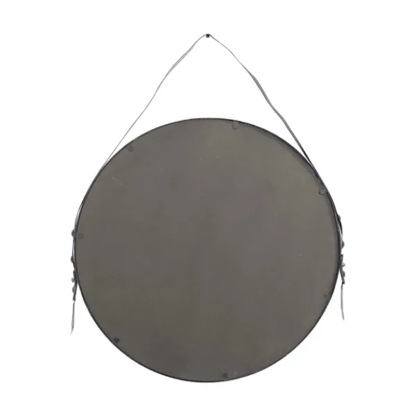 Framed Mirrors-Kirkland's Home Black Round Framed Mirror With Leather Strap