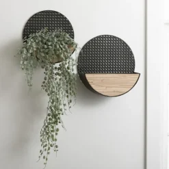 Wall Storage-Kirkland's Home Black Round Mesh Frame Wall Shelves, Set Of 3