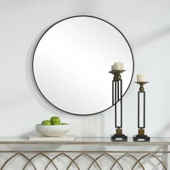 Framed Mirrors-Kirkland's Home Black Round Simple Frame Large Wall Mirror
