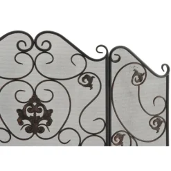 Fireplace Accessories-Kirkland's Home Black Scroll And Medallion Metal Fireplace Screen