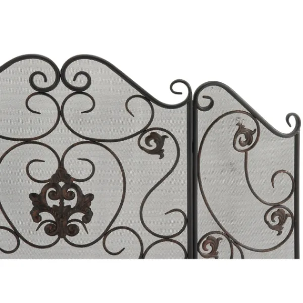 Fireplace Accessories-Kirkland's Home Black Scroll And Medallion Metal Fireplace Screen