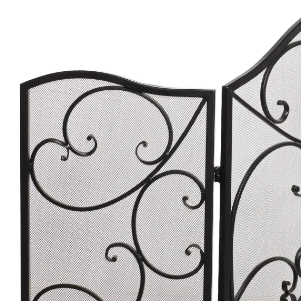 Fireplace Accessories-Kirkland's Home Black Scroll Work Metal Fireplace Screen