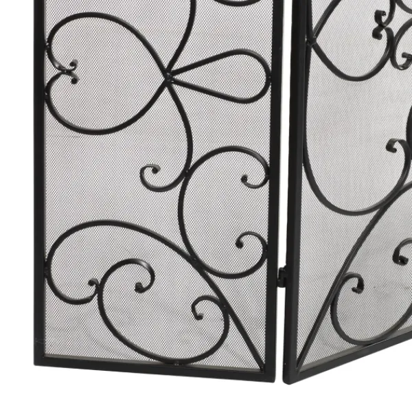Fireplace Accessories-Kirkland's Home Black Scroll Work Metal Fireplace Screen