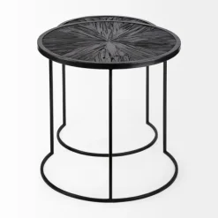 Accent & End Tables-Kirkland's Home Black Starburst Nesting Accent Tables, Set Of 2