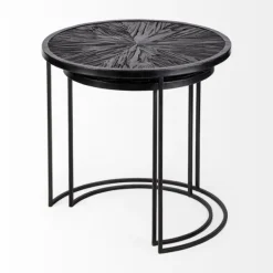 Accent & End Tables-Kirkland's Home Black Starburst Nesting Accent Tables, Set Of 2