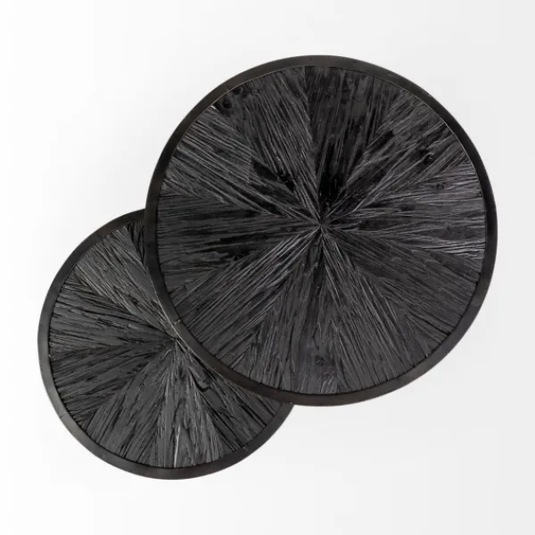 Accent & End Tables-Kirkland's Home Black Starburst Nesting Accent Tables, Set Of 2