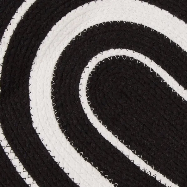 Kitchen & Floor Mats-Kirkland's Home Black Striped Heart Pet Bowl Mat Black/White