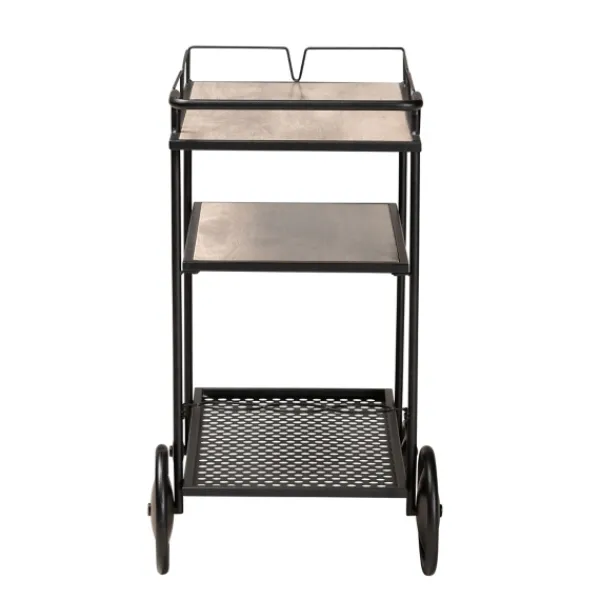 Kitchen Islands & Bar Carts-Kirkland's Home Black 3-Tier Industrial Bar Cart