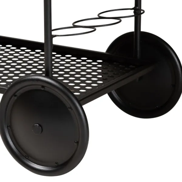 Kitchen Islands & Bar Carts-Kirkland's Home Black 3-Tier Industrial Bar Cart
