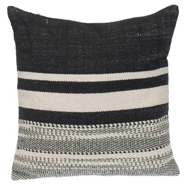 Pillows-Kirkland's Home Black Transitional Stripe Pillow Black/White