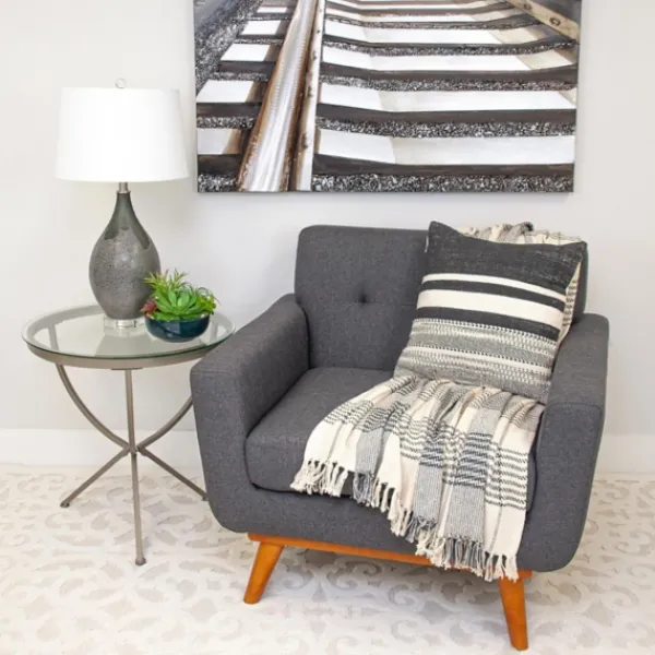 Pillows-Kirkland's Home Black Transitional Stripe Pillow Black/White