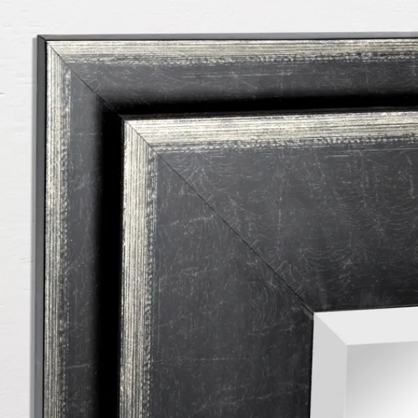Framed Mirrors-Kirkland's Home Black Two Step Beveled Frame Vanity Mirror