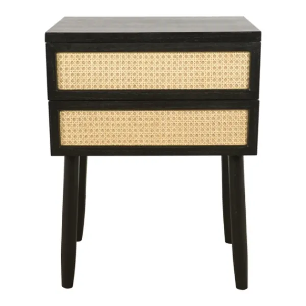 Accent & End Tables-Kirkland's Home Black Two-Drawer Rattan Front Accent Table