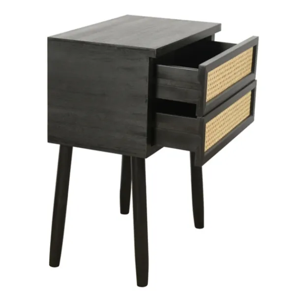 Accent & End Tables-Kirkland's Home Black Two-Drawer Rattan Front Accent Table