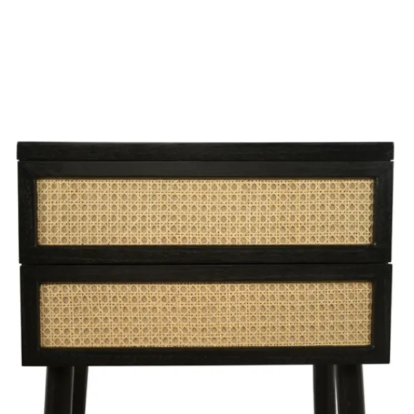 Accent & End Tables-Kirkland's Home Black Two-Drawer Rattan Front Accent Table