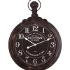 Clocks-Kirkland's Home Black Weathered Iron Frame Round Wall Clock
