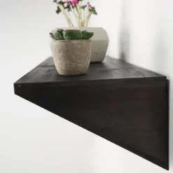 Shelves-Kirkland's Home Black Wedge Wood Small Floating Shelf