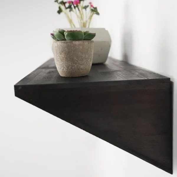 Shelves-Kirkland's Home Black Wedge Wood Small Floating Shelf
