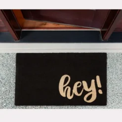 Doormats-Kirkland's Home Black Whimsical Hey Doormat Black/Tan