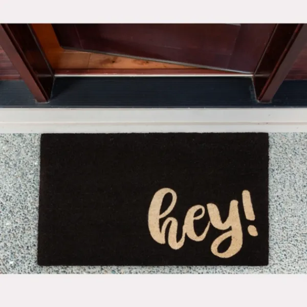 Doormats-Kirkland's Home Black Whimsical Hey Doormat Black/Tan