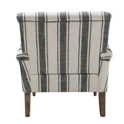 Accent Chairs-Kirkland's Home Black White Carved Slope Stripe Accent Chair Black/White