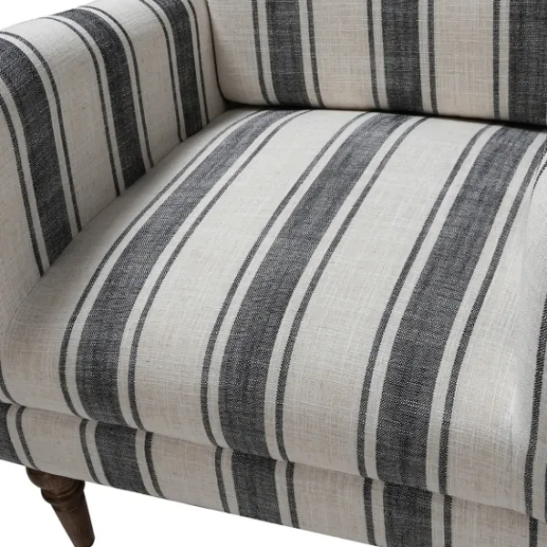 Accent Chairs-Kirkland's Home Black White Carved Slope Stripe Accent Chair Black/White